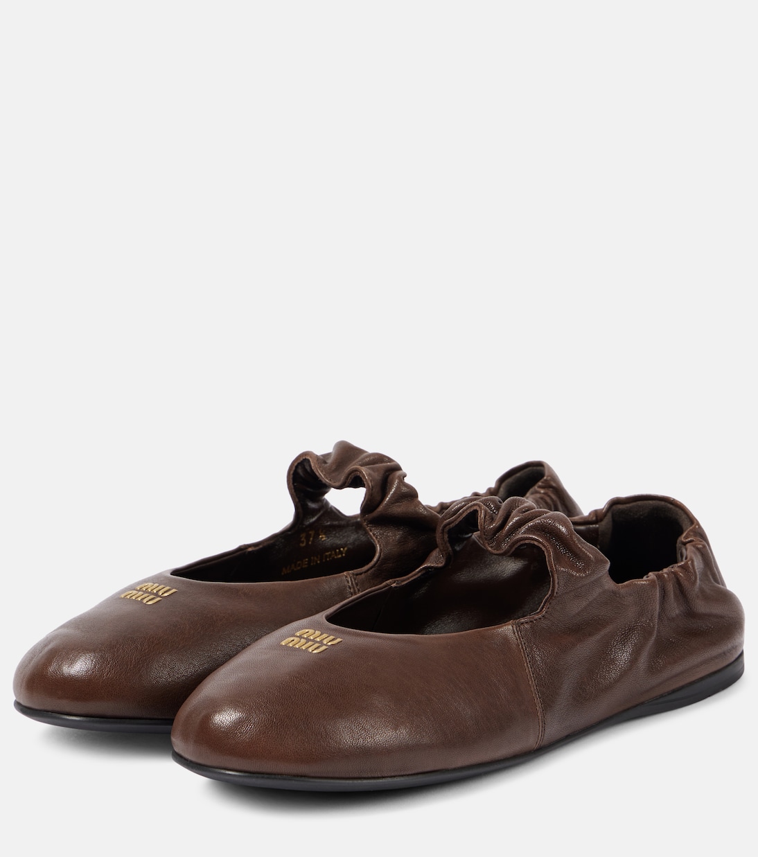 Logo leather ballet flats | Miu Miu