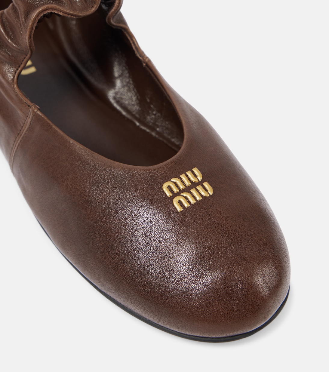 Logo leather ballet flats | Miu Miu