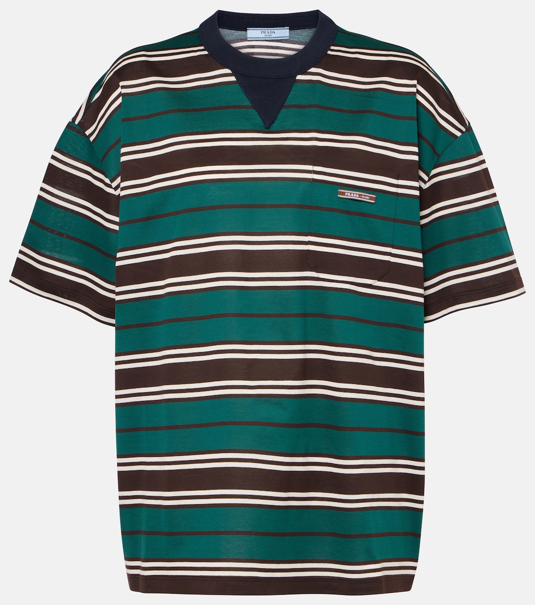 T-shirt in jersey di cotone a righe | Prada
