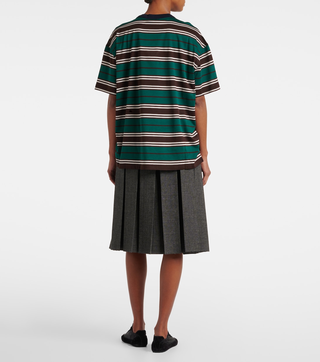 T-shirt in jersey di cotone a righe | Prada