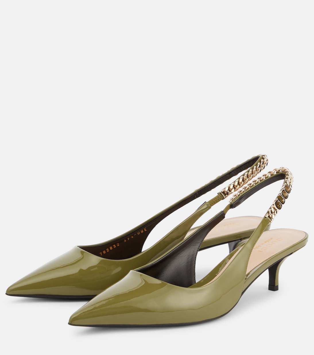 Eleganti sandali con tacco in vernice GUCCI Signoria per un look giovanile