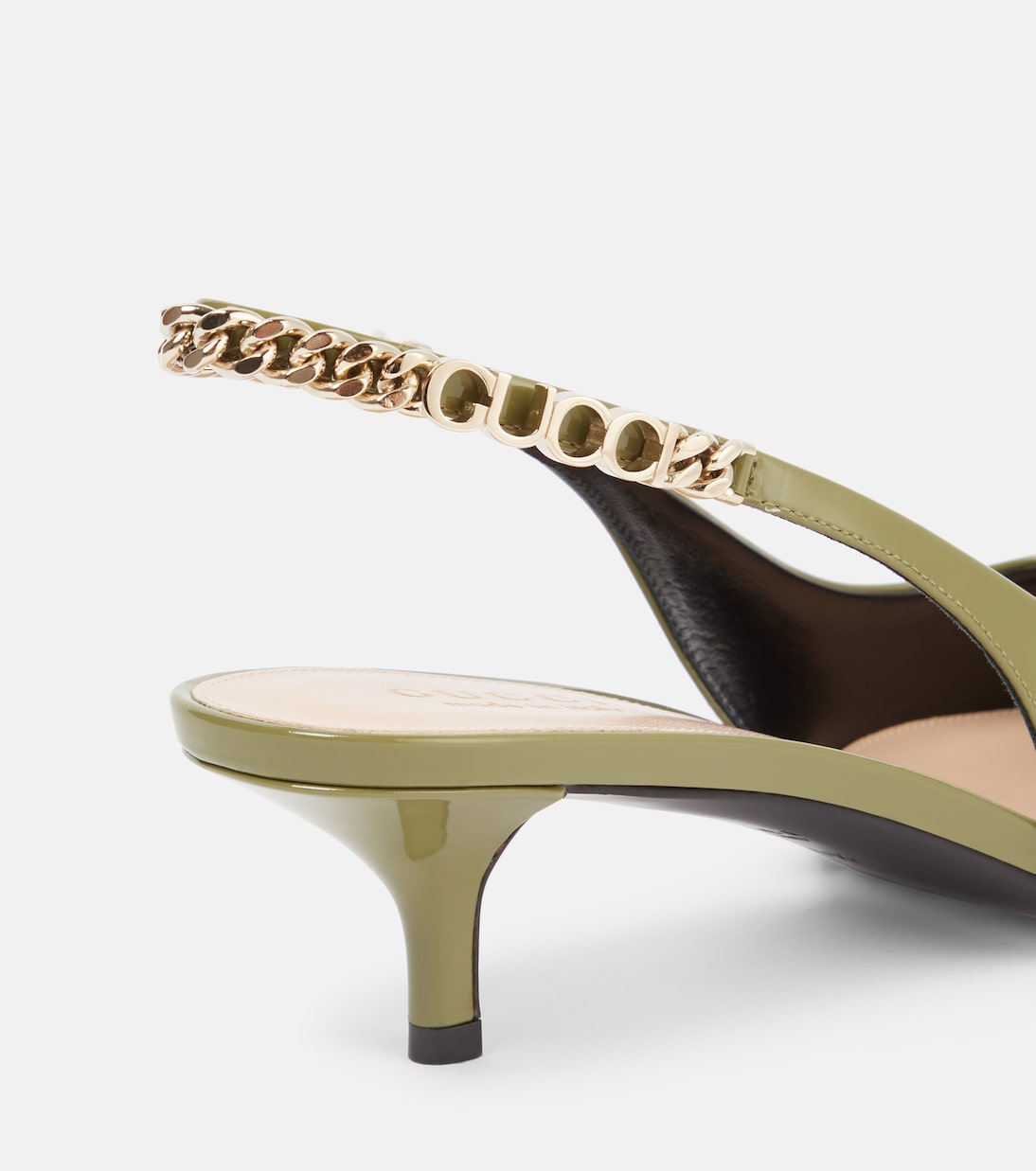 Eleganti sandali con tacco in vernice GUCCI Signoria per un look giovanile
