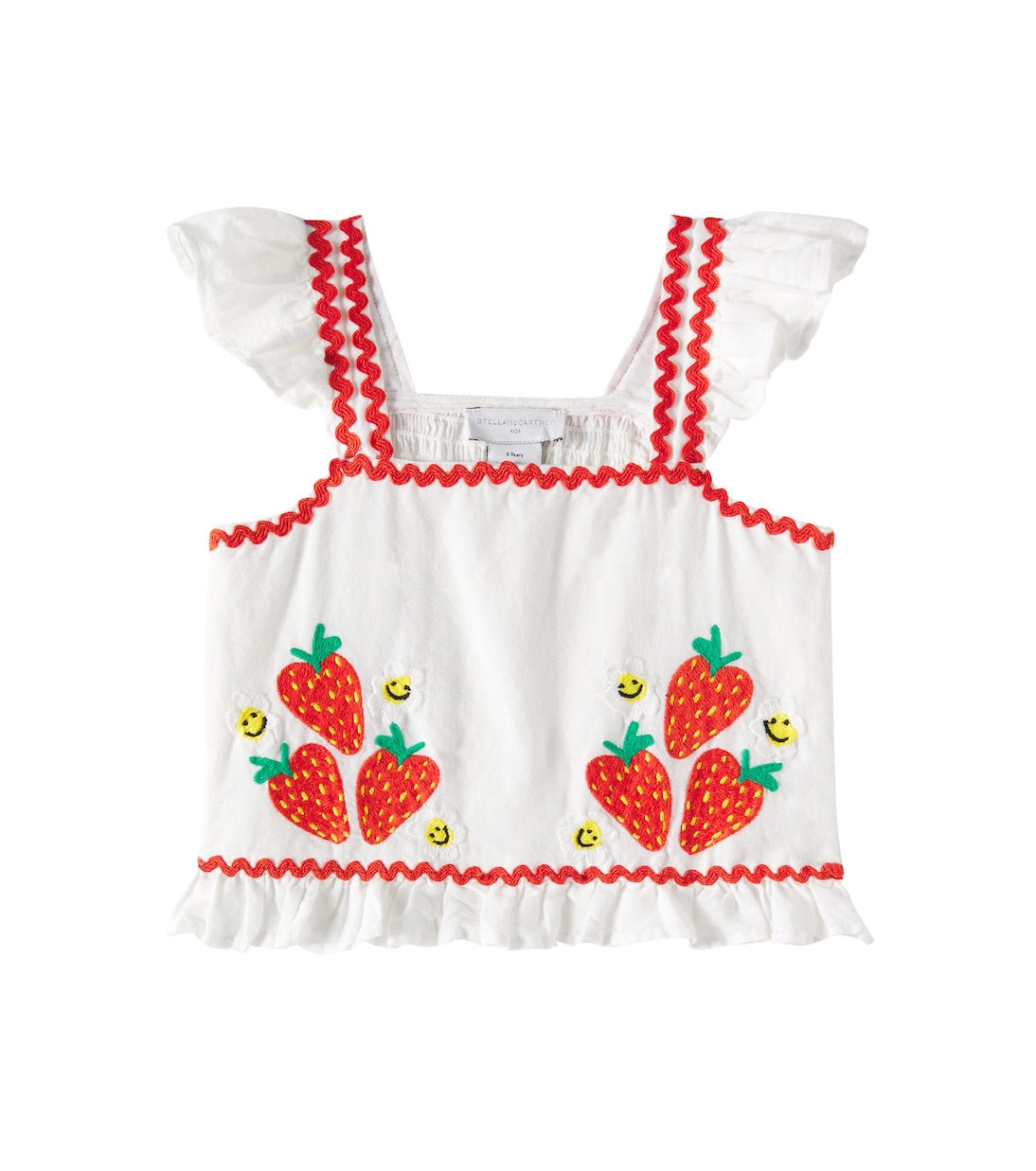 Besticktes Top aus Baumwolle und Leinen | Stella McCartney Kids