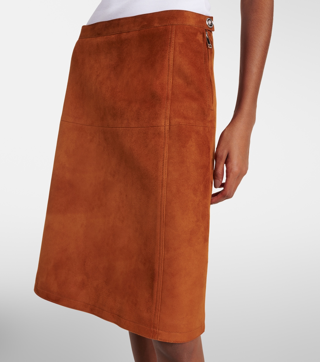 Midirock aus Veloursleder | Versace