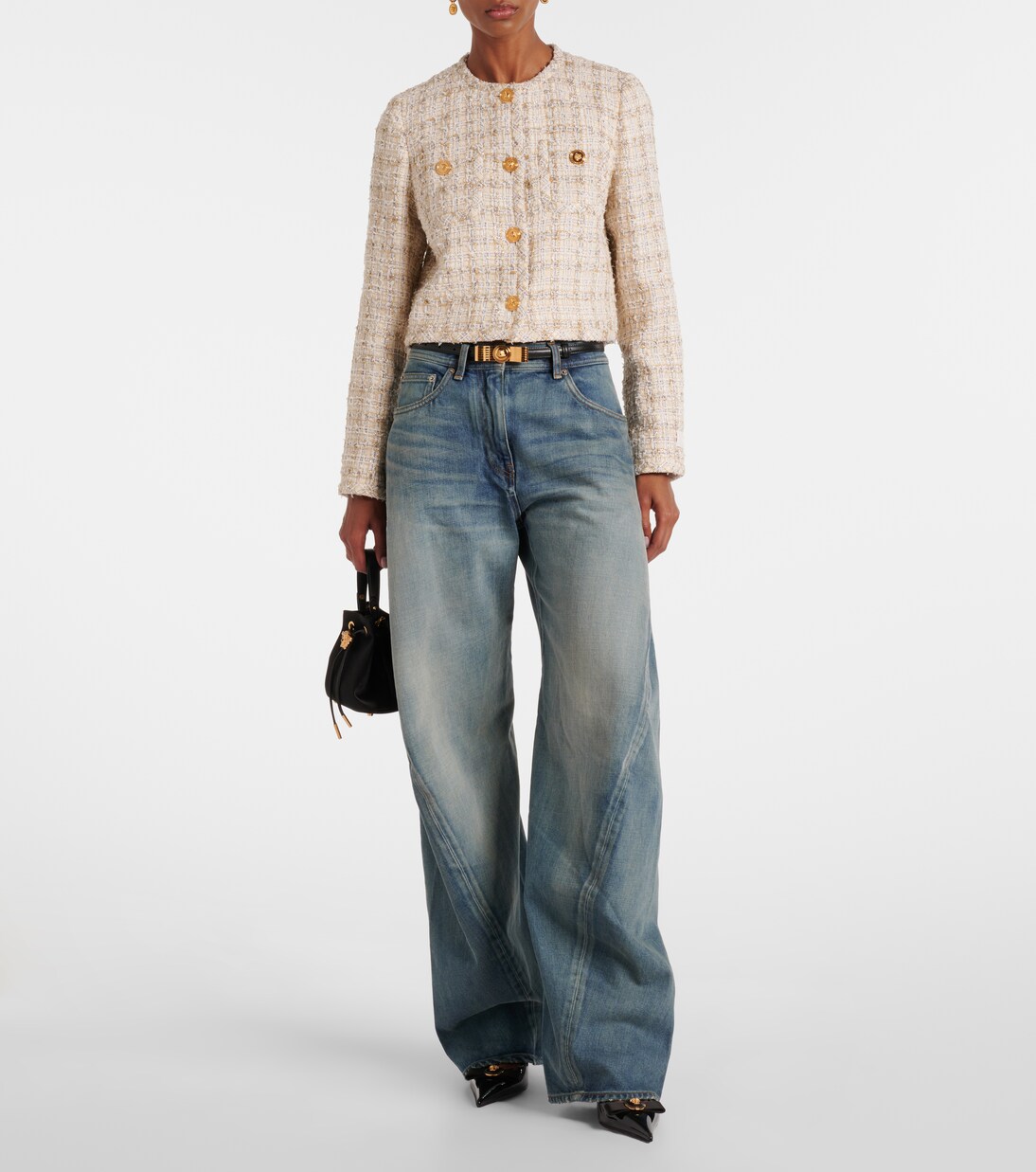 Jeans barrel de tiro alto | Versace