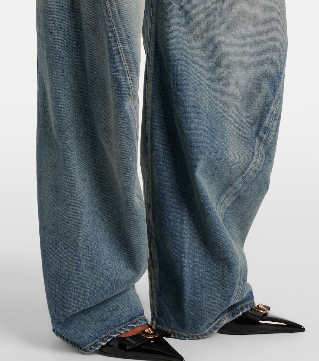 Jeans barrel de tiro alto | Versace
