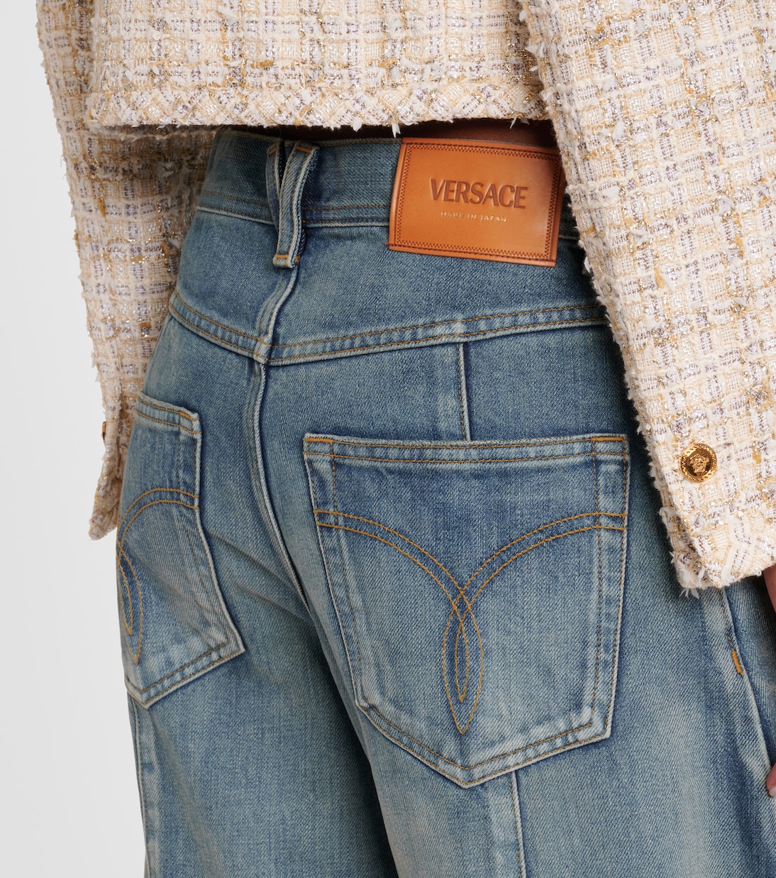 Jeans barrel de tiro alto | Versace