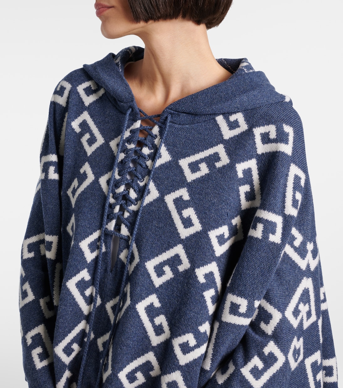 Poncho Monogram 72 in jacquard di cashmere e cotone | Givenchy