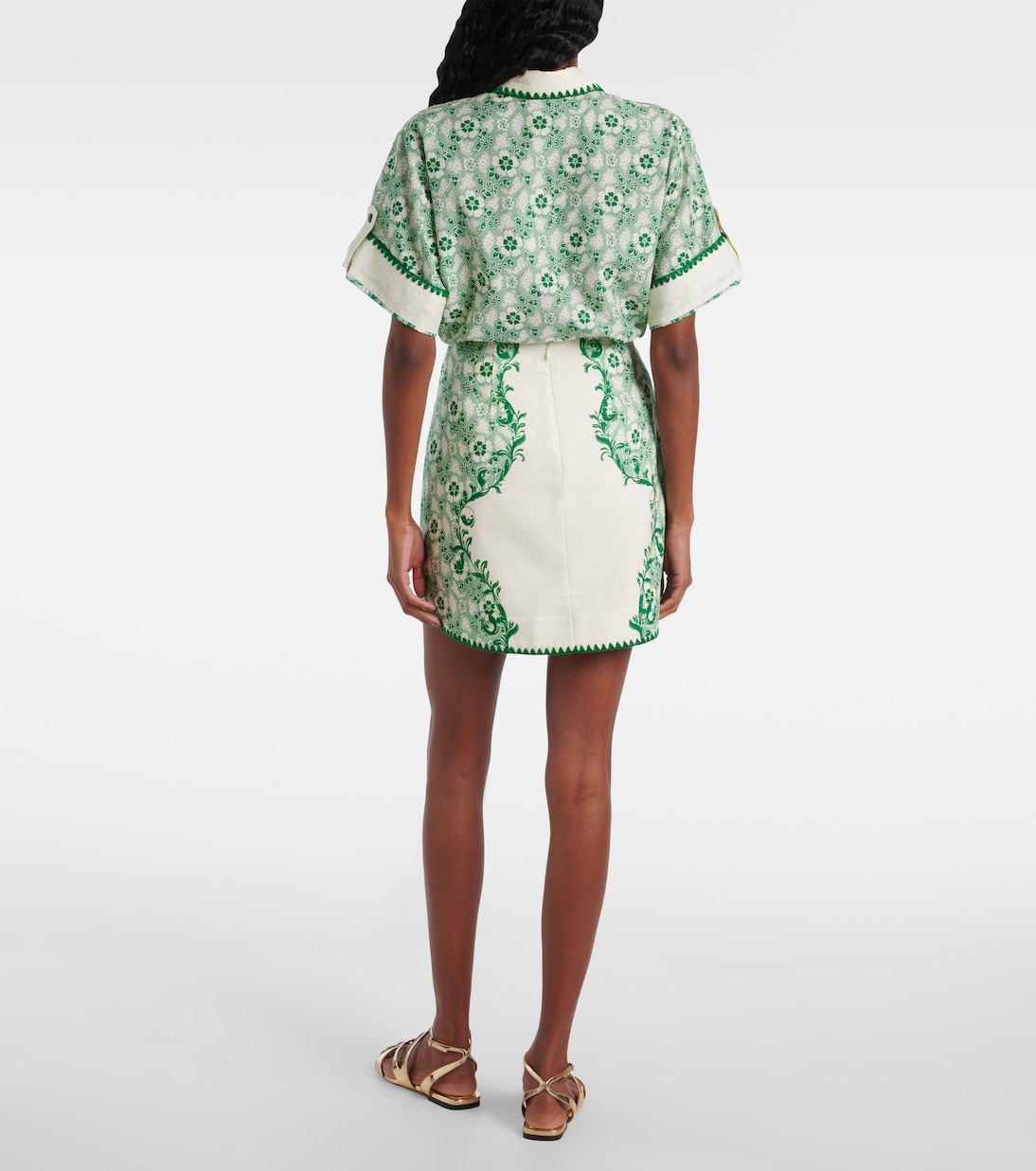 Minifalda de lino y algodón estampada | Alémais