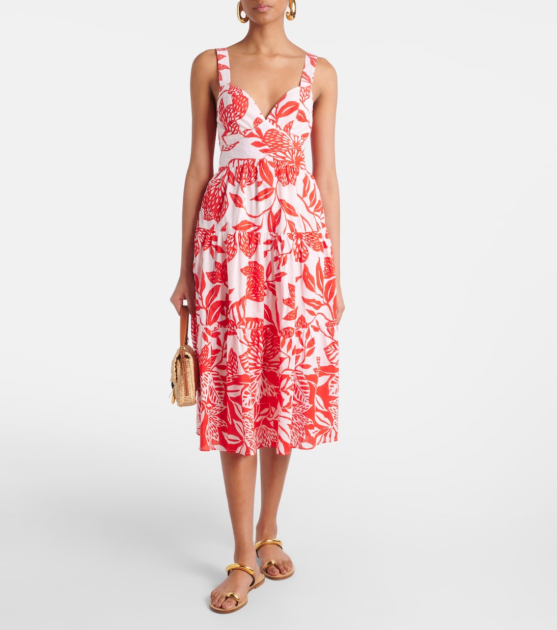 Abito midi Coco in cotone con stampa floreale | Poupette St Barth