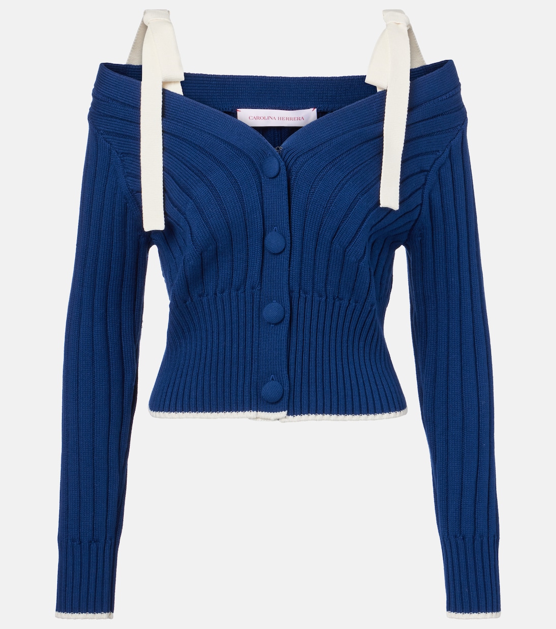 Cardigan in cotone e lana con fiocco | Carolina Herrera