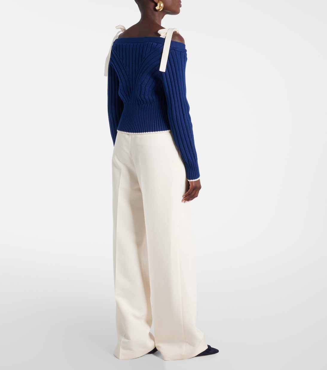 Cardigan in cotone e lana con fiocco | Carolina Herrera