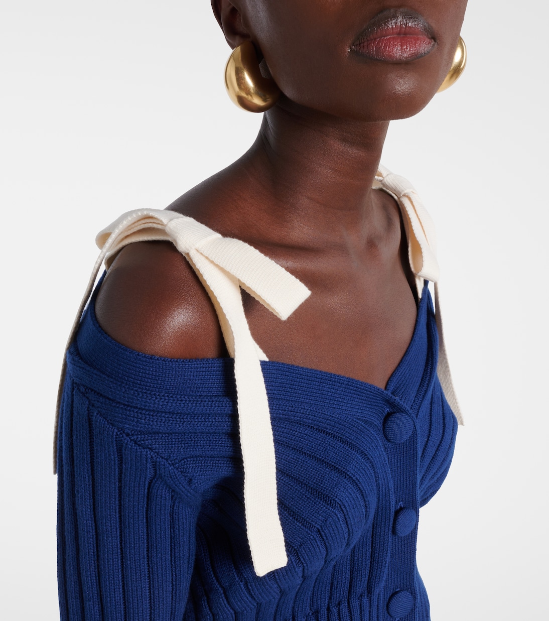 Cardigan in cotone e lana con fiocco | Carolina Herrera