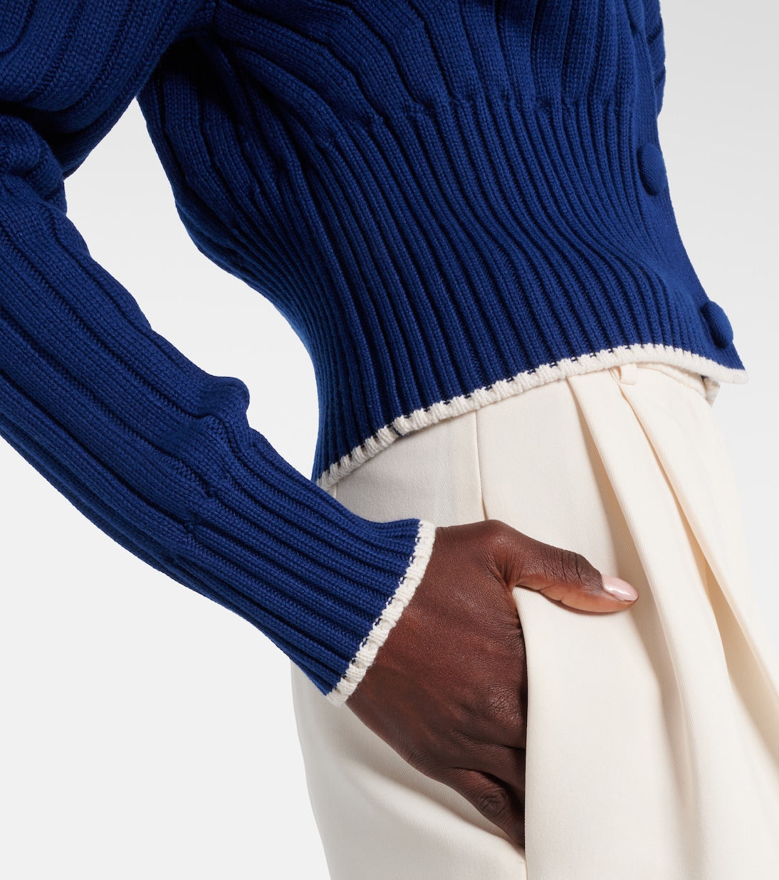 Cardigan in cotone e lana con fiocco | Carolina Herrera