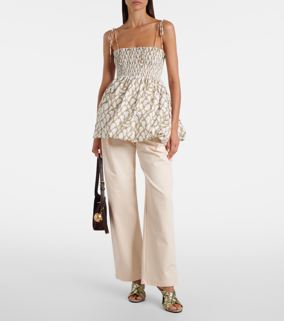 Knot shirred cotton minidress | Burberry