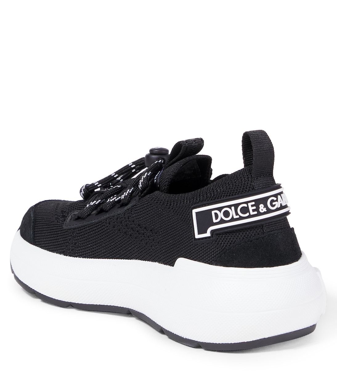 Embossed logo leather-trimmed sneakers | Dolce&Gabbana Kids