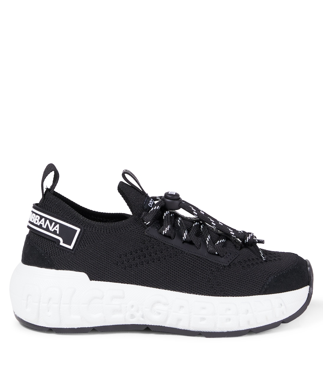 Embossed logo leather-trimmed sneakers | Dolce&Gabbana Kids