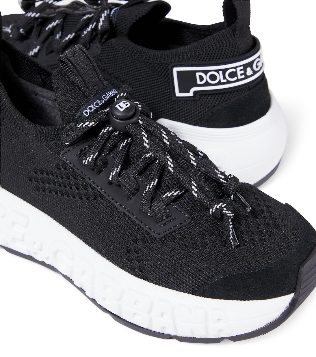Embossed logo leather-trimmed sneakers | Dolce&Gabbana Kids