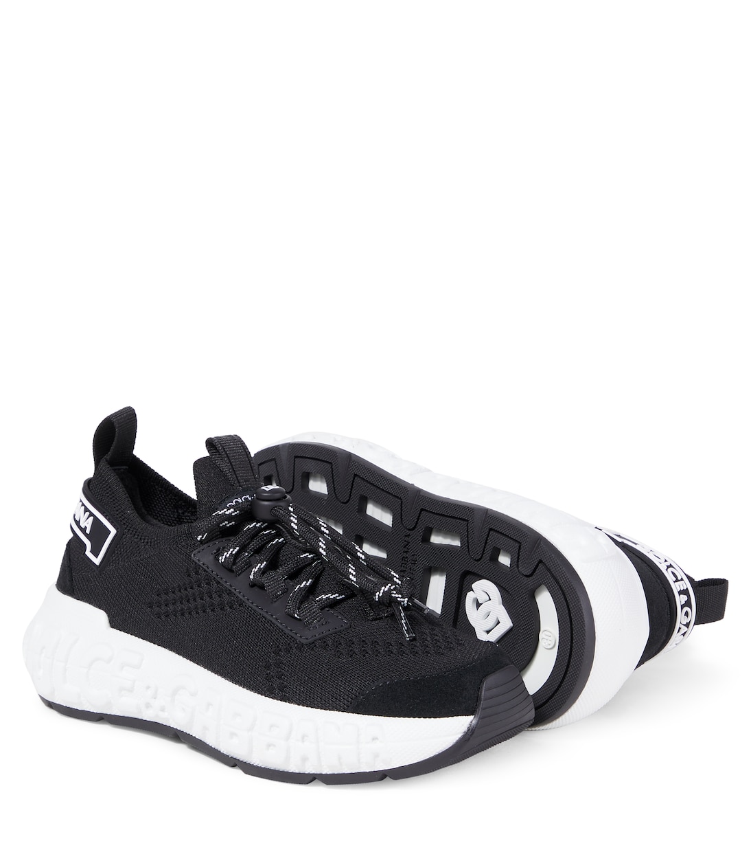 Embossed logo leather-trimmed sneakers | Dolce&Gabbana Kids