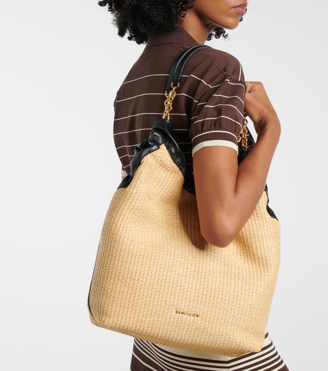 Borsa a spalla Miami in pelle e rafia | DeMellier