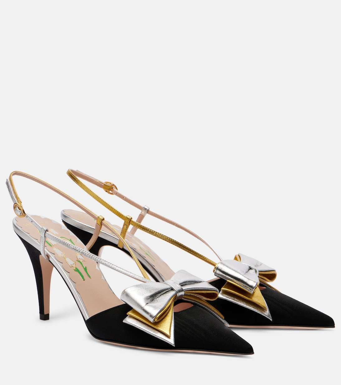 Escarpins sling-back Bowow 85 en moiré | Valentino Garavani
