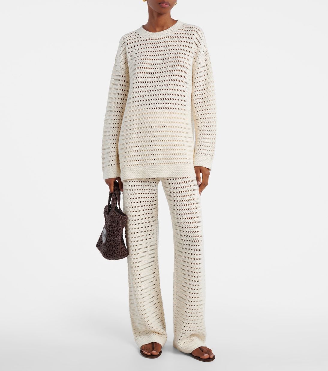 Lucy crochet mid-rise straight pants | Leset