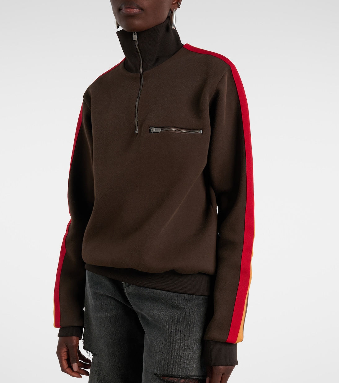 Cotton-blend jersey half-zip sweater | Maison Margiela