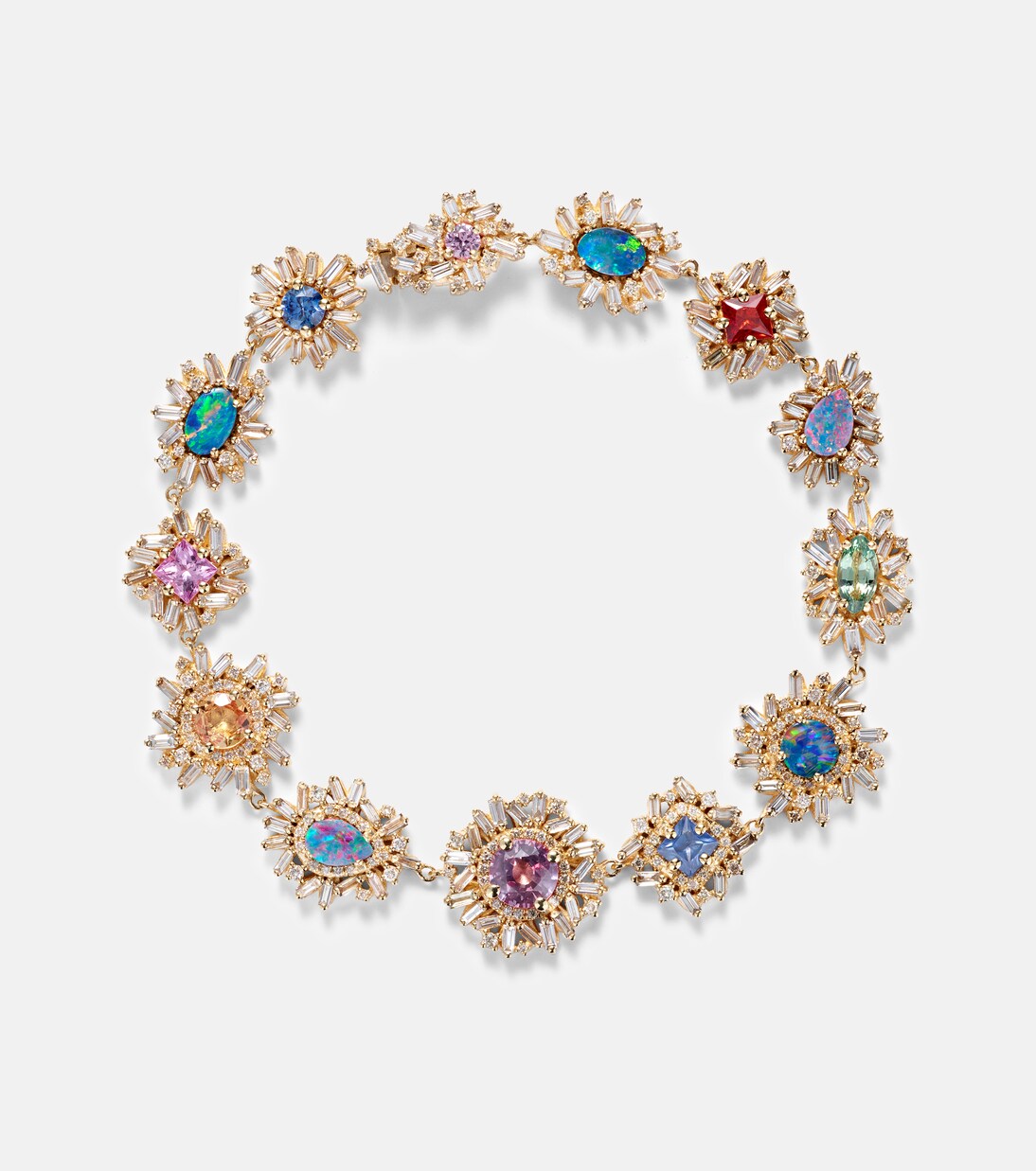 Pulsera Flower Burst de oro de 18 ct con ópalo, zafiro y diamantes | Suzanne Kalan