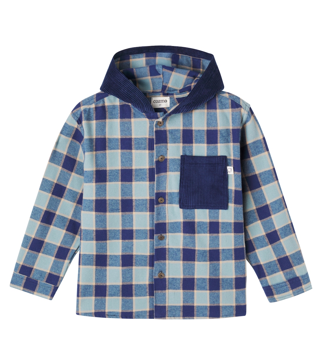 Faro checked hooded cotton flannel shirt | Cozmo