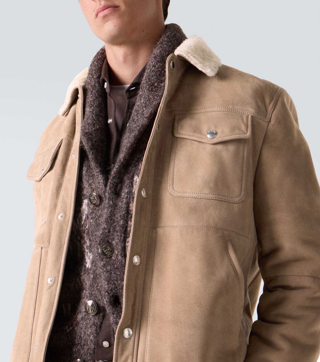 Shearling-trimmed suede jacket | Brunello Cucinelli