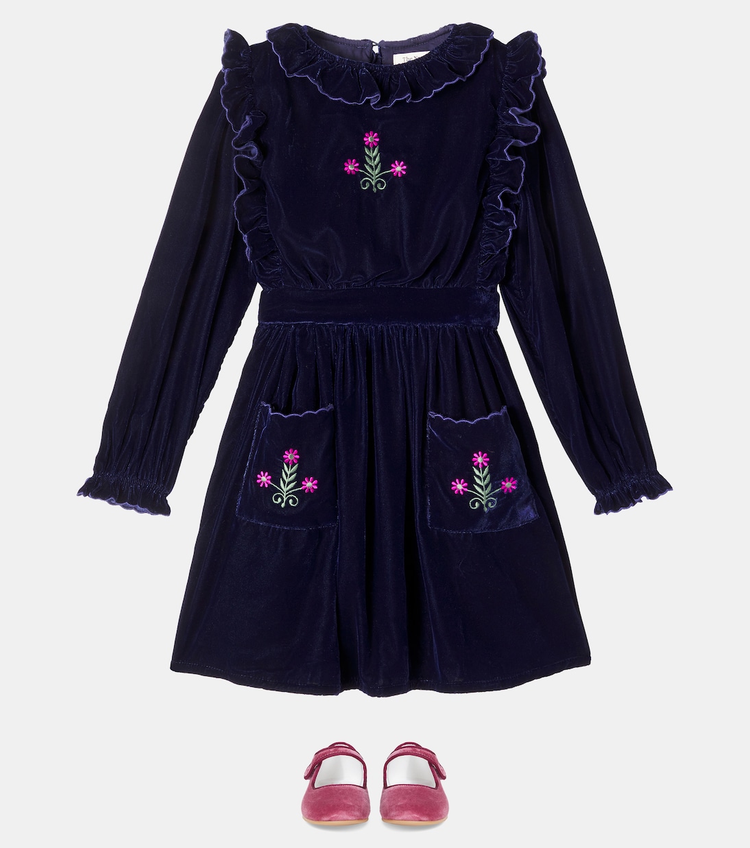 Robe Abril brodée en velours | The New Society