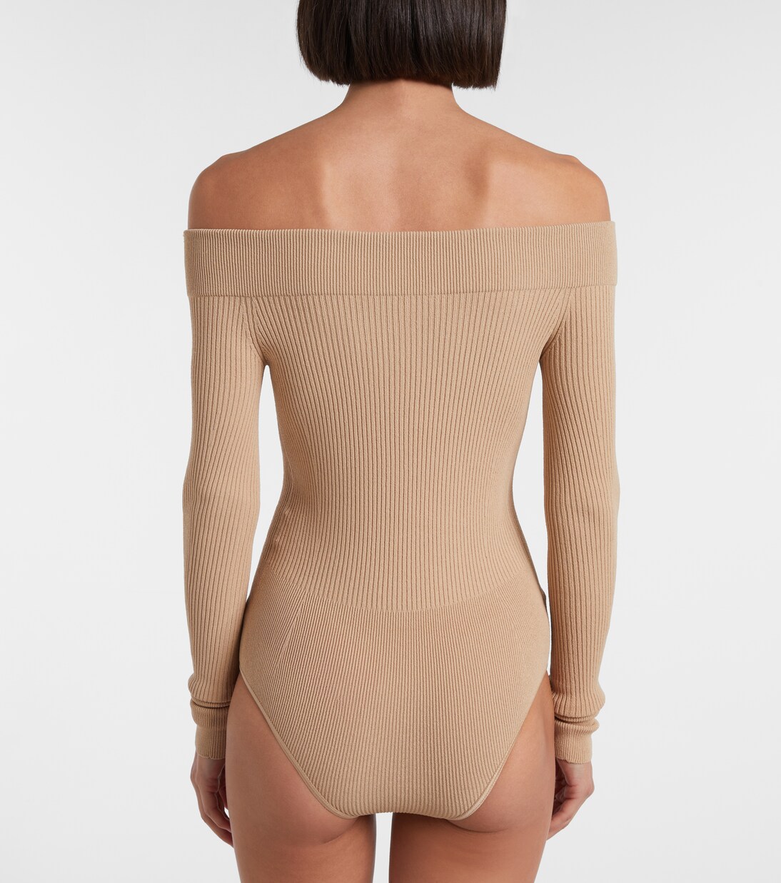 Ribbed-knit off-shoulder bodysuit | Alaïa