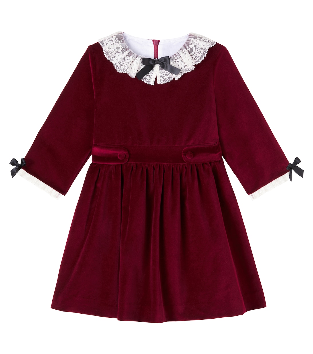 Eva lace-trimmed cotton velvet dress | La Coqueta
