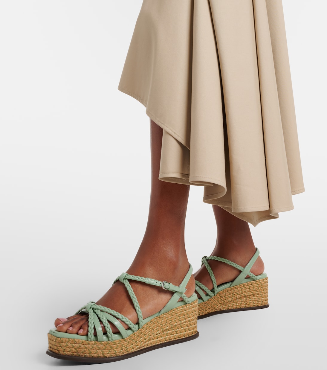 Nyra 브레이디드 레더 에스파드리유 웨지 슈즈 | Jimmy Choo