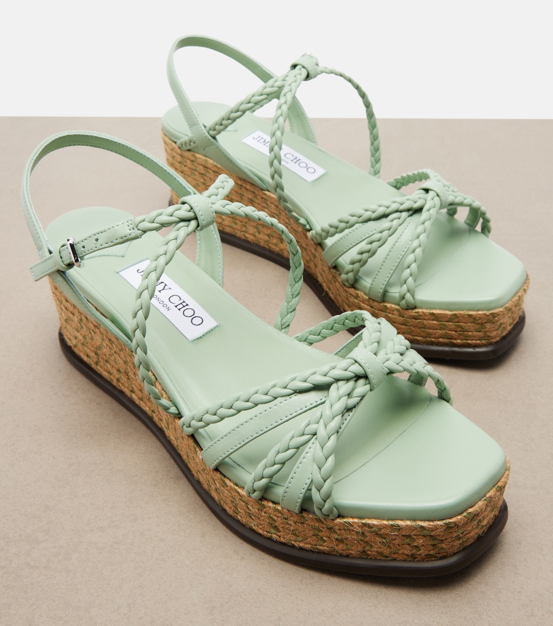 Nyra 브레이디드 레더 에스파드리유 웨지 슈즈 | Jimmy Choo