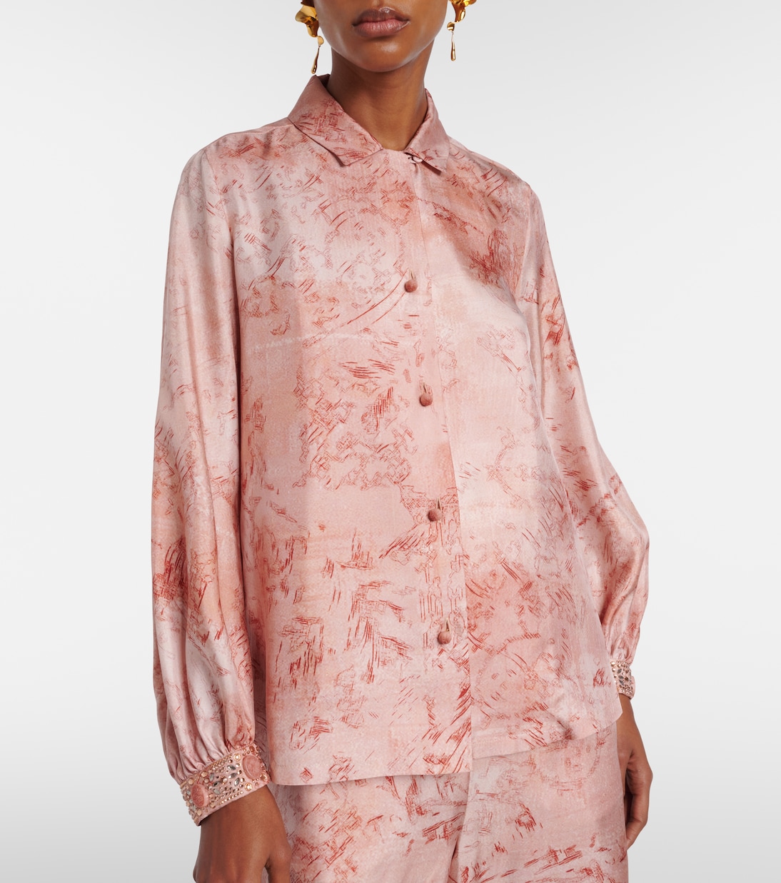 Crespo embellished printed twill shirt | Max Mara