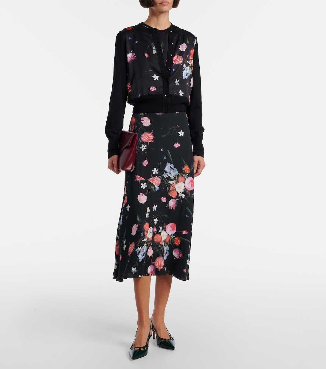 Floral crêpe midi skirt | Erdem