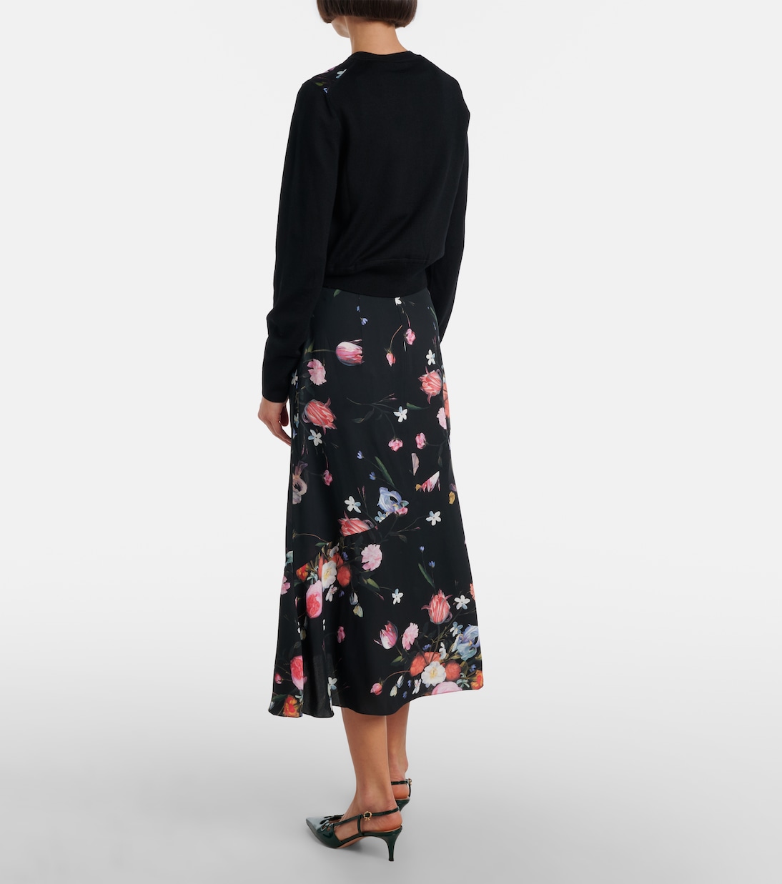 Floral crêpe midi skirt | Erdem