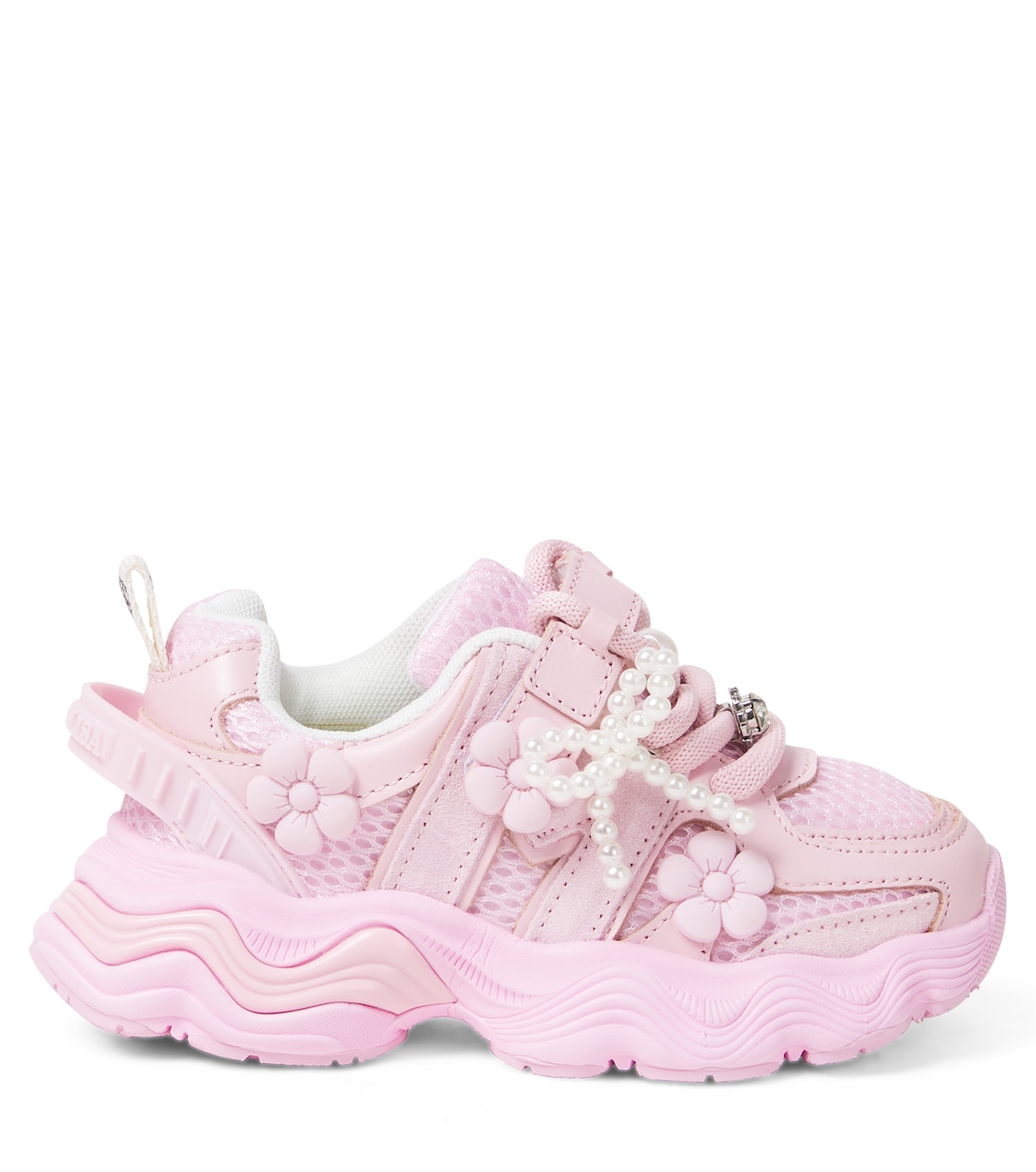 Embellished floral-appliqué sneakers | Monnalisa