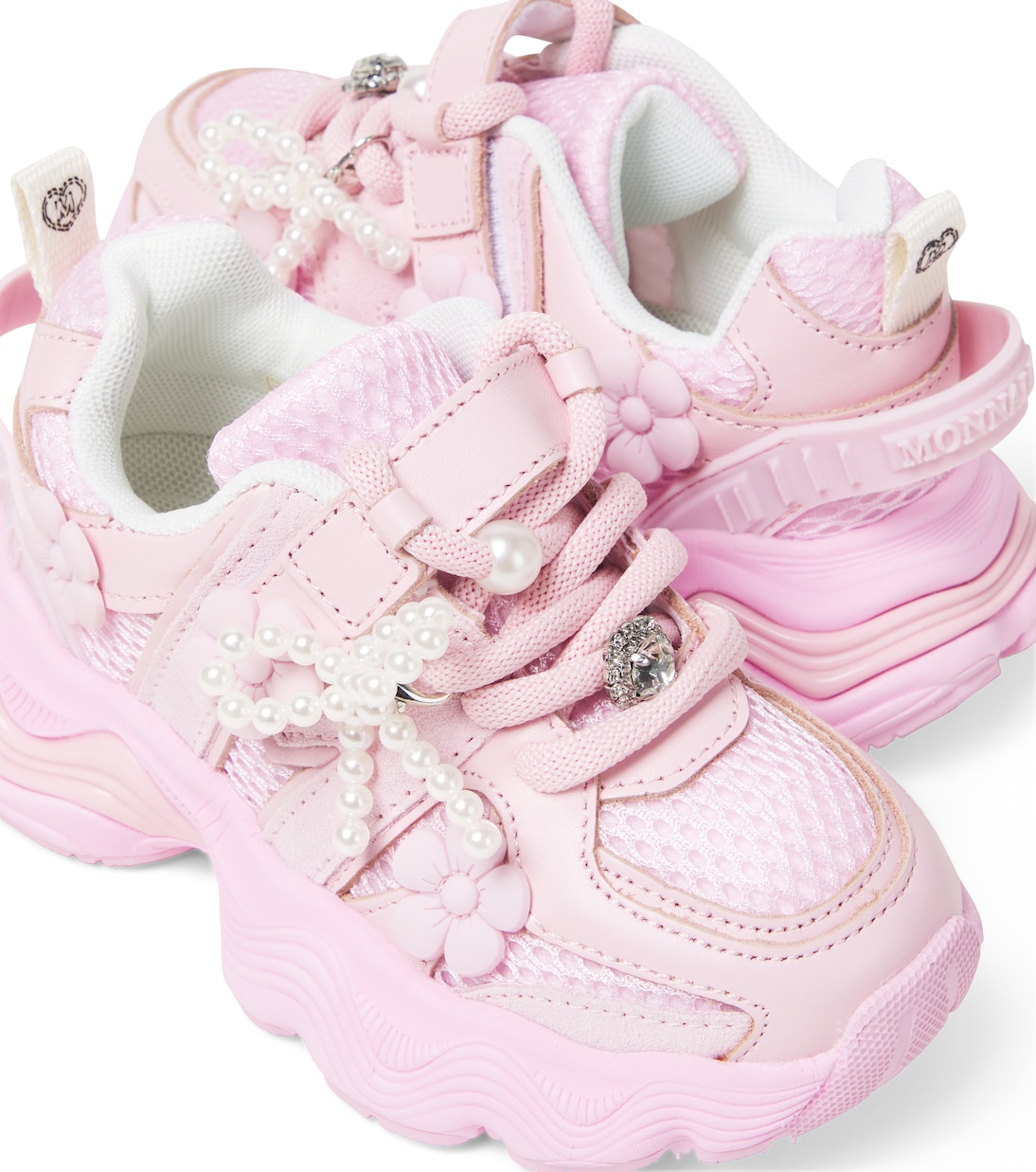 Embellished floral-appliqué sneakers | Monnalisa