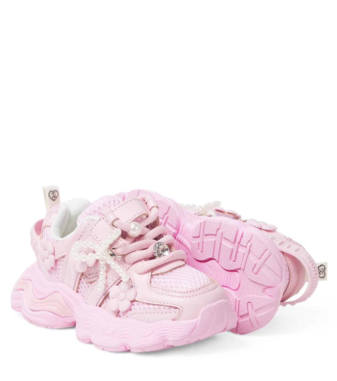 Embellished floral-appliqué sneakers | Monnalisa