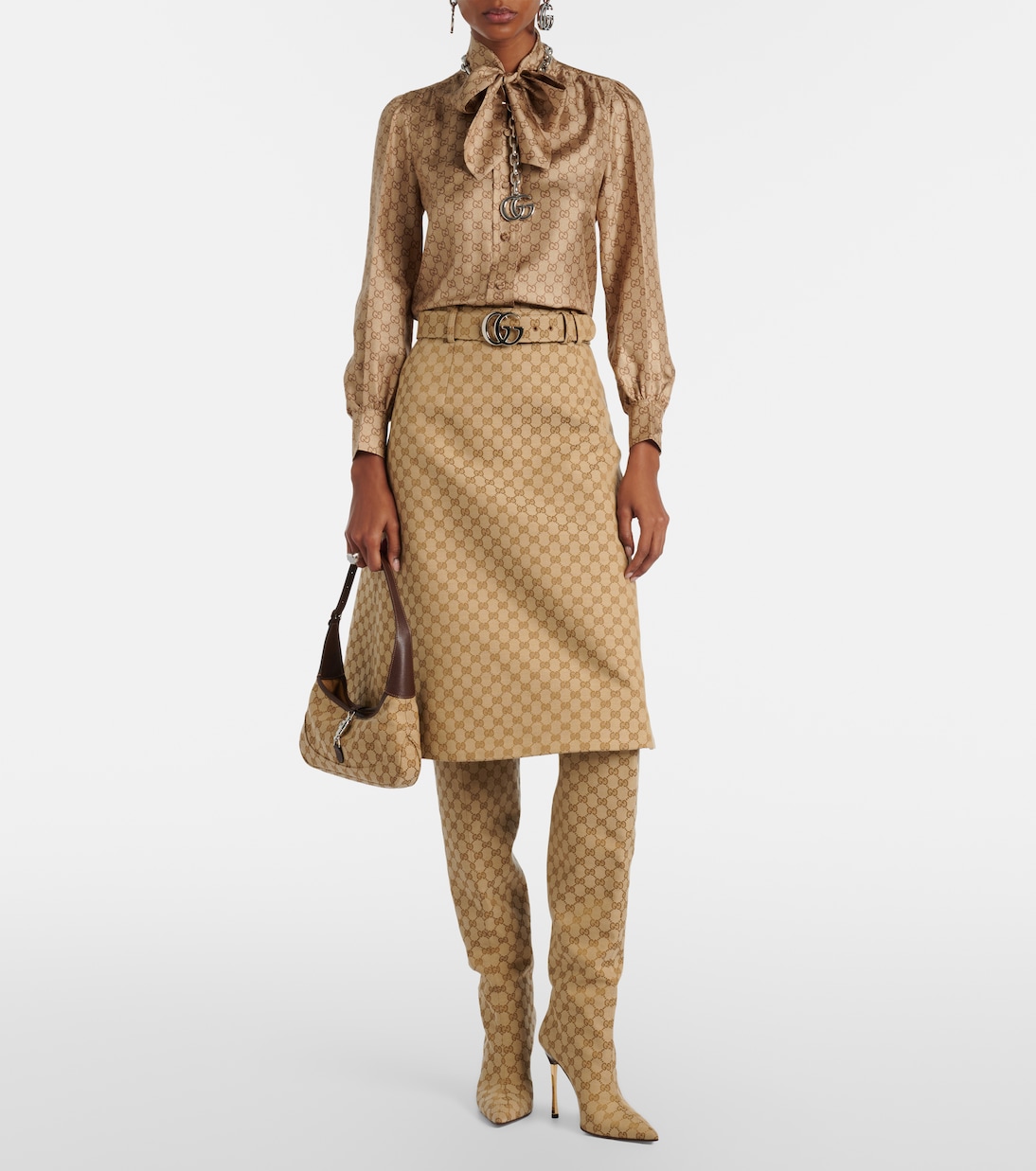 Blouse GG imprimée en soie | Gucci