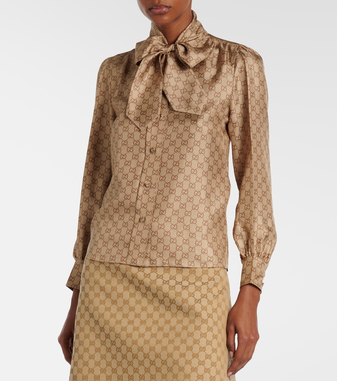 Blouse GG imprimée en soie | Gucci