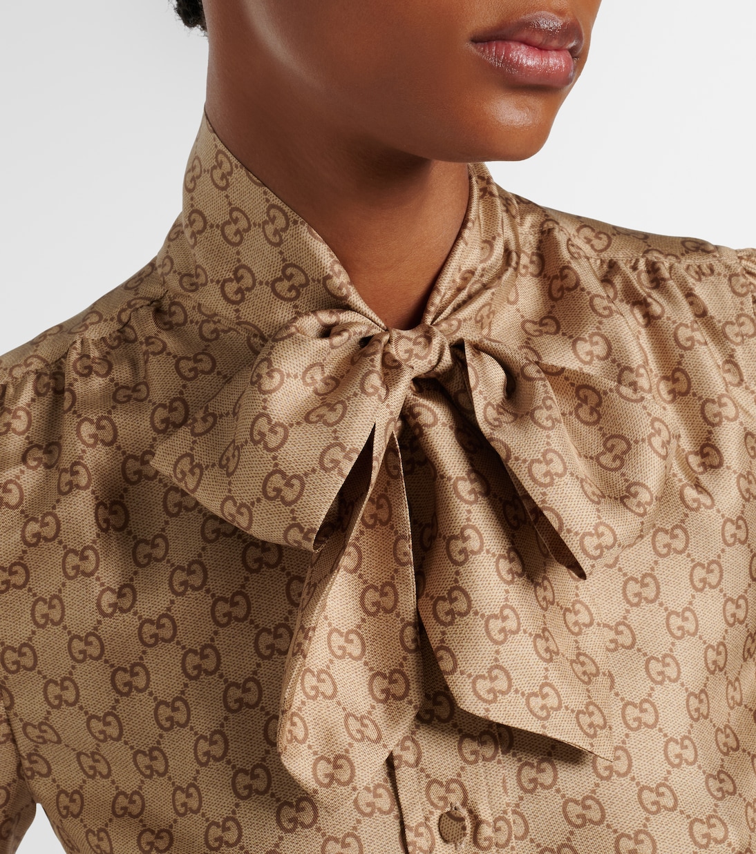 Blouse GG imprimée en soie | Gucci