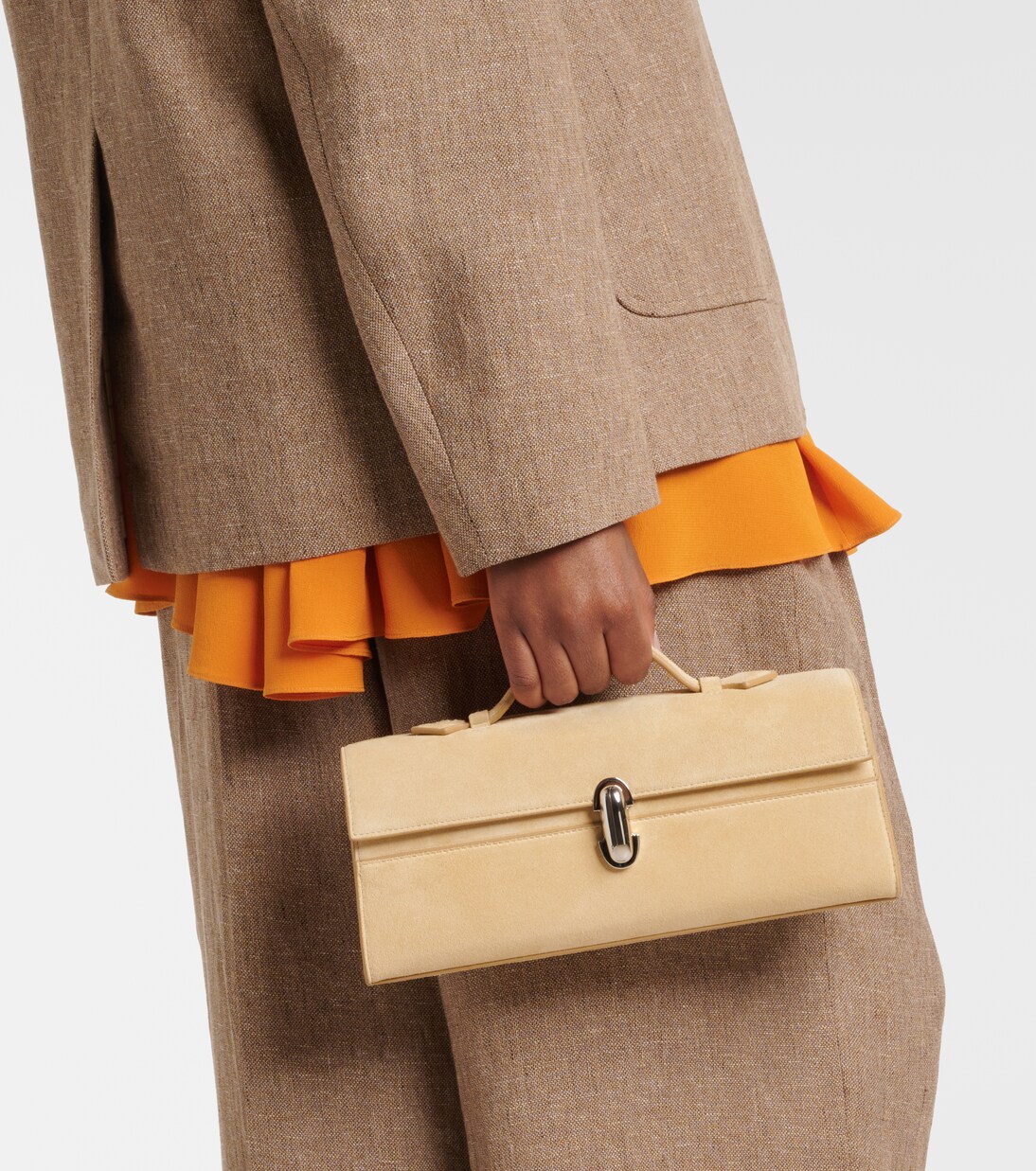 Symmetry Slim suede top-handle bag | Savette