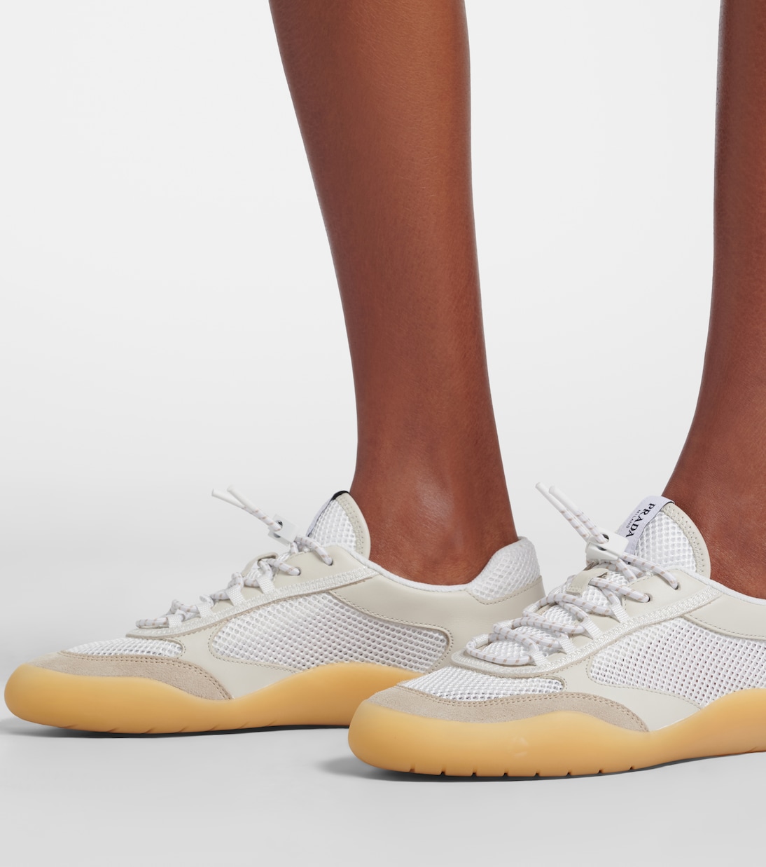 Speedrock leather-trimmed mesh sneakers | Prada