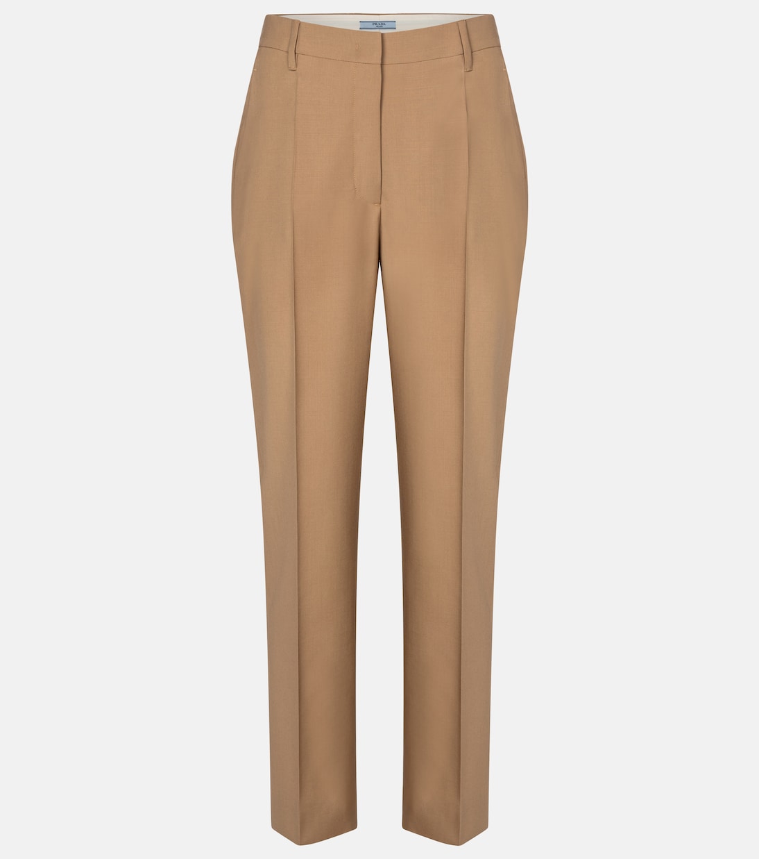 High-rise virgin wool slim pants | Prada
