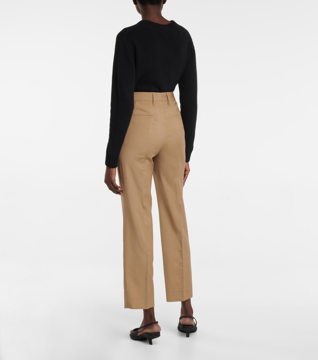 High-rise virgin wool slim pants | Prada