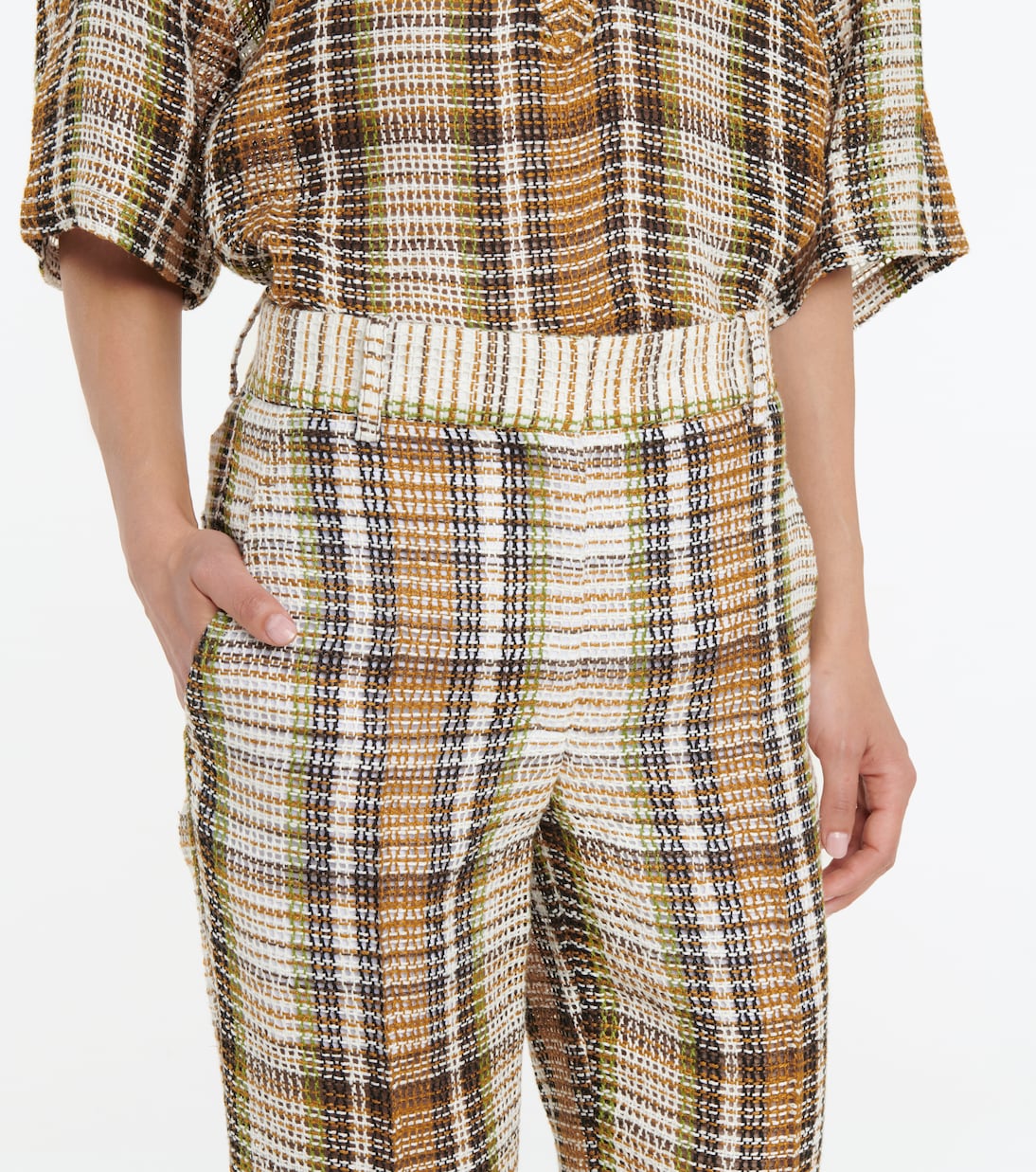 Checked linen flared pants | Victoria Beckham