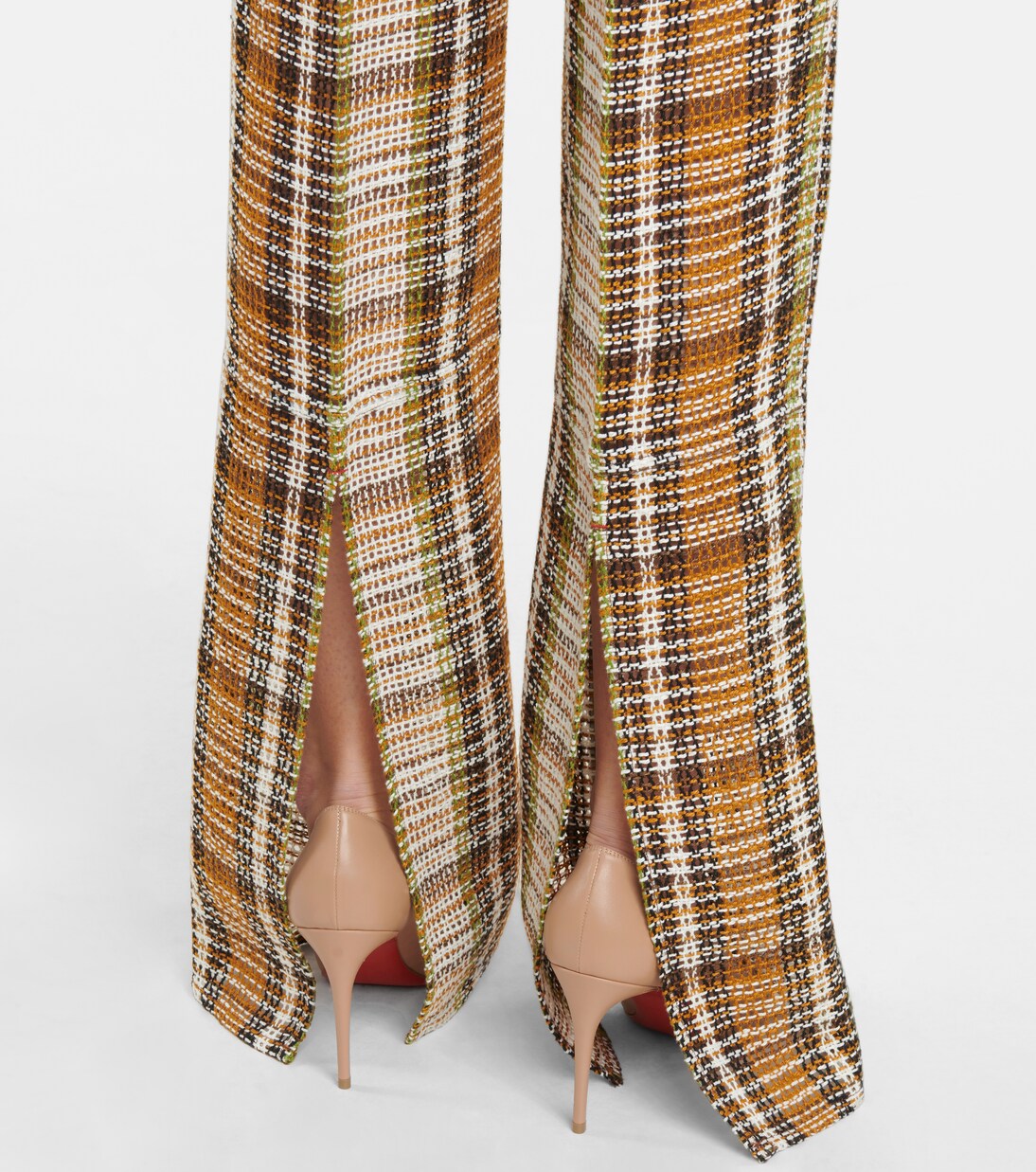 Checked linen flared pants | Victoria Beckham